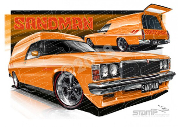 HOLDEN SANDMAN HZ VALENCIA ORANGE A2 FRAMED PRINT (HC880)