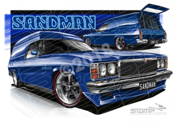 HOLDEN SANDMAN HZ ULTRA BLUE A2 FRAMED PRINT (HC872)