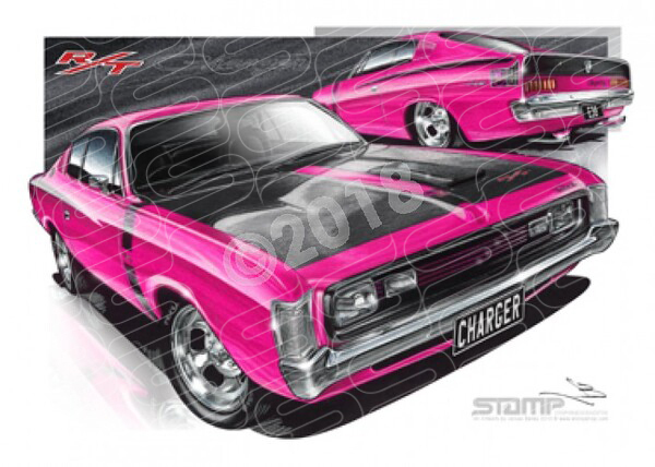 Classic VALIANT E38 CHARGER MAGENTA A2 FRAMED PRINT (C006)