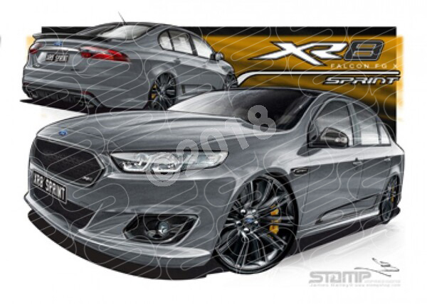 XR8  FG X XR8 SPRINT FG XR8 SPRINT FALCON SEDAN SMOKE A2 FRAMED PRINT (FT394)