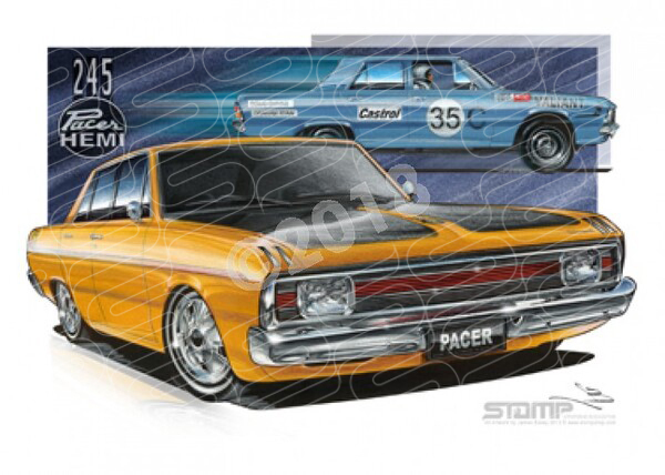 Classic VALIANT VG PACER HOT MUSTARD FOUR DOOR A2 FRAMED PRINT (C009)