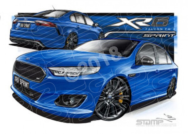 XR6 FG X XR6 SPRINT FG X XR6 SPRINT KINETIC BLUE A2 FRAMED PRINT (FT424)