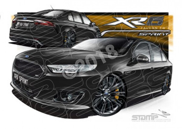 XR6 FG X XR6 SPRINT FG X XR6 SPRINT SILHOUETTE BLACK A2 FRAMED PRINT (FT425)