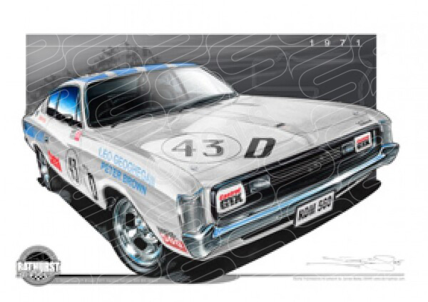 Bathurst Legends 1971 VALIANT R/T E38 CHARGER GEOGHEGAN / BROWN A2 FRAMED PRINT (B033)