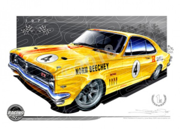 Racing Legends 1970 NORM BEECHEY HT GTS 350 MONARO A2 FRAMED PRINT (RL04)