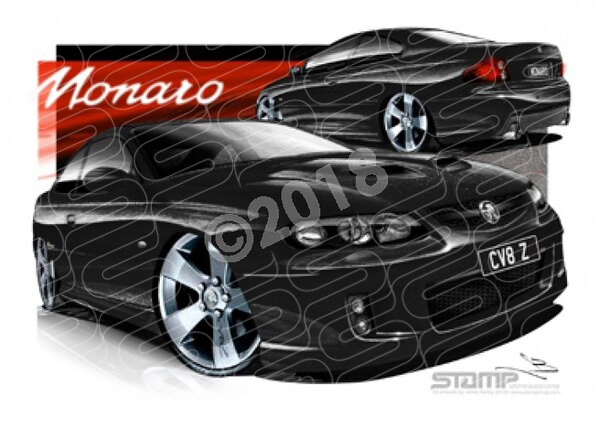 Monaro V2 MONARO CV8Z PHANTOM BLACK A2 FRAMED PRINT (HC92)