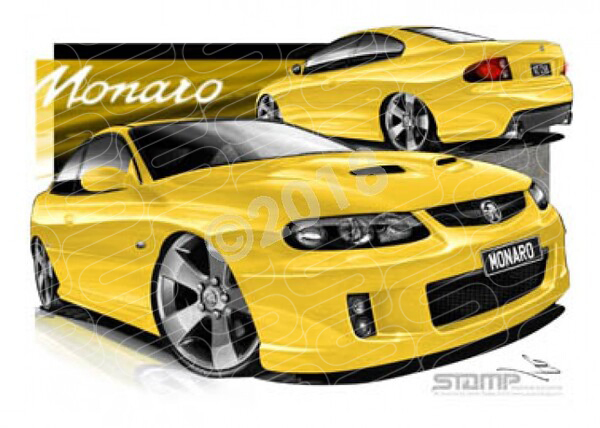 Monaro V2 MONARO VZ DEVIL YELLOW A2 FRAMED PRINT (HC89)