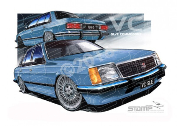 HOLDEN VC SLE COMMODORE BLUE A2 FRAMED PRINT (HC122)