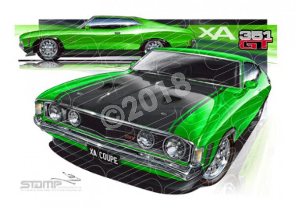 FORD XA GT FALCON HARDTOP COUPE CALYPSO A2 FRAMED PRINT (FT098)