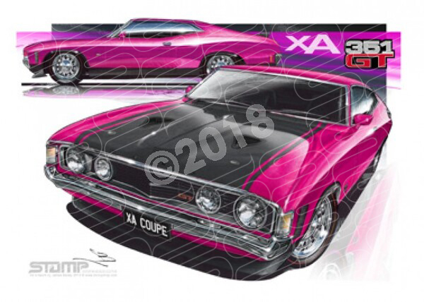 FORD XA GT FALCON HARDTOP COUPE WILD PLUM A2 FRAMED PRINT (FT101)