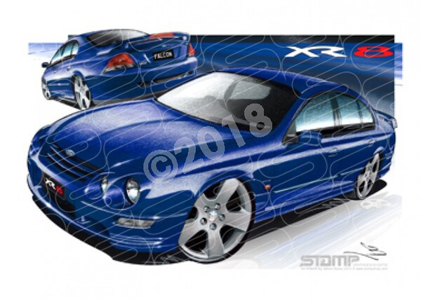 XR8 AU XR8 AU XR8 FALCON SEDAN BLUE A2 FRAMED PRINT (FT112)