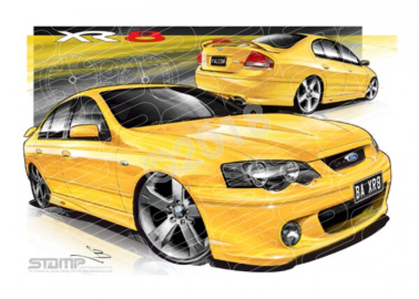 XR8 BA XR8 BA XR8 FALCON SEDAN BLAZE A2 FRAMED PRINT (FT136)