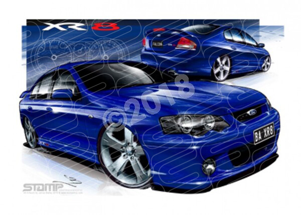 XR8 BA XR8 BA XR8 FALCON SEDAN ICON A2 FRAMED PRINT (FT138)