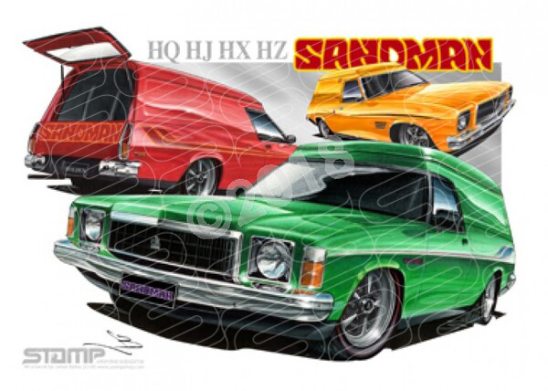 HOLDEN SANDMAN HQ PANEL VAN COMPILATION GREEN A2 FRAMED PRINT (HC16)