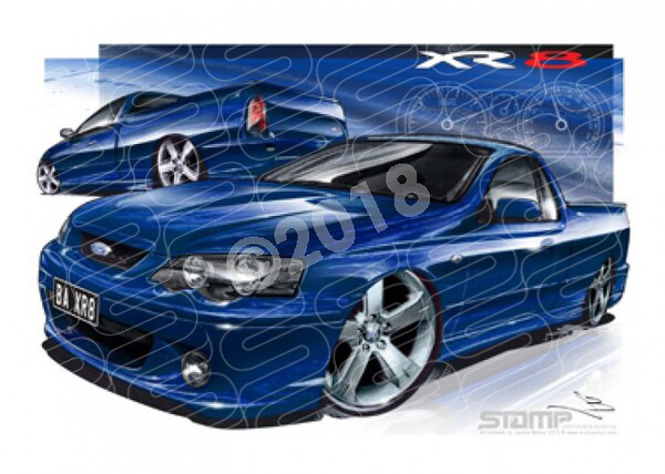 Ute BA XR8 UTE BA XR8 FALCON FALCON UTE SHOCKWAVE A2 FRAMED PRINT (FT147)