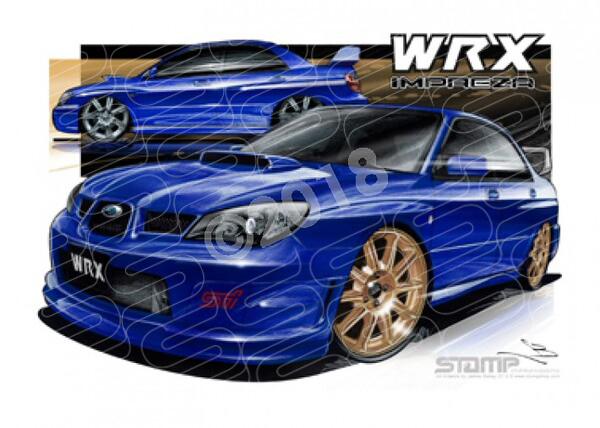 Imports Subaru WRX 2007 STI IMPREZA BLUE A2 FRAMED PRINT (S027)