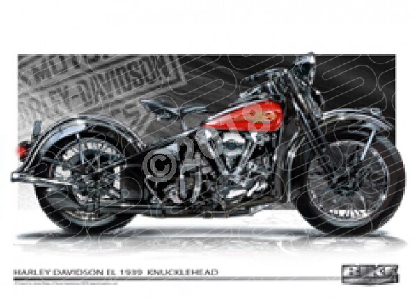 Bikes HARLEY DAVIDSON KNUCKLEHEAD A2 FRAMED PRINT (T002)