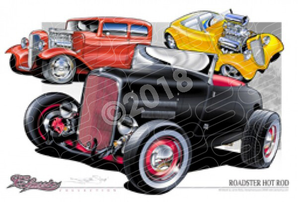 Hot Rod FORD HOT ROD ROADSTER A2 FRAMED PRINT (Z004)