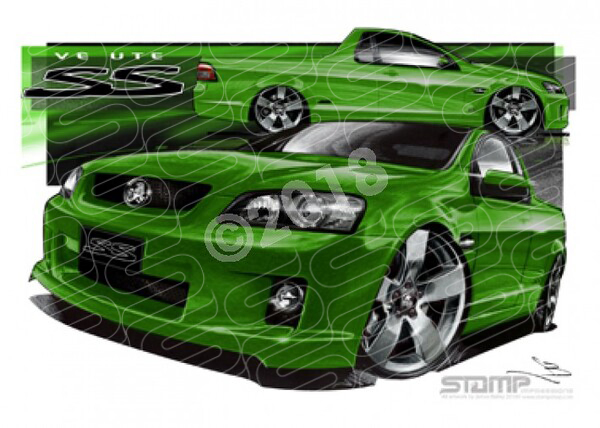 HOLDEN VE SS UTE ATOMIC GREEN A2 FRAMED PRINT (HC168)