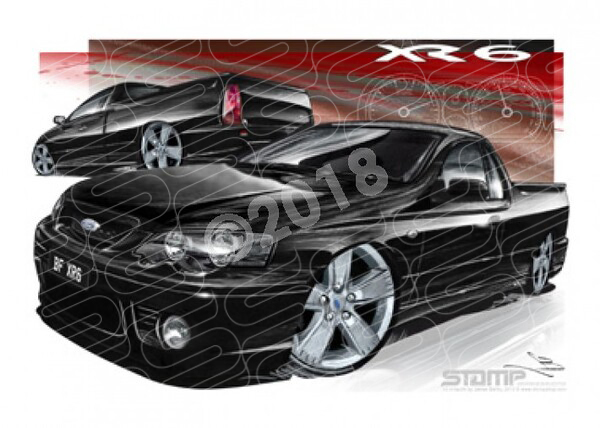 FORD BF XR6 FALCON UTE SILHOUETTE BLACK A2 FRAMED PRINT (FT177)