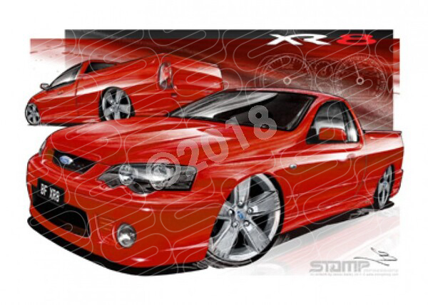 Ute BF XR8 UTE BF XR8 FALCON UTE VIXEN RED A2 FRAMED PRINT (FT182)