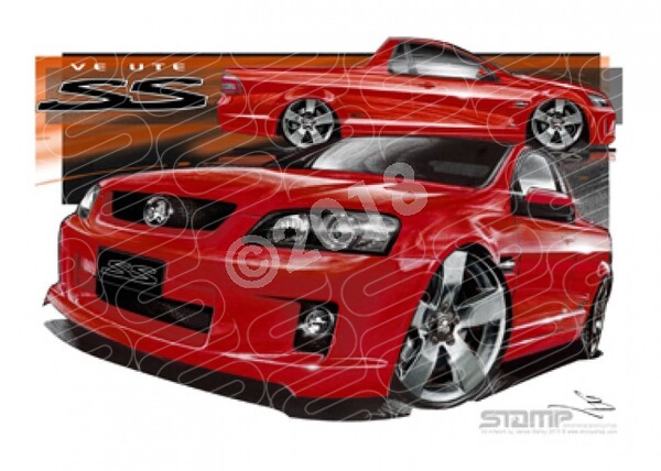 HOLDEN VE SS UTE RED HOT A2 FRAMED PRINT (HC169)