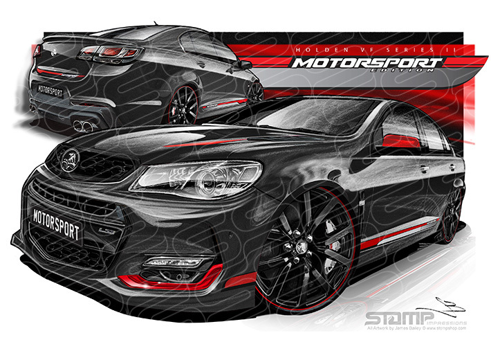 HOLDEN COMMODORE VF II MOTORSPORT EDITION PHANTOM BLACK A1 FRAMED PRINT
