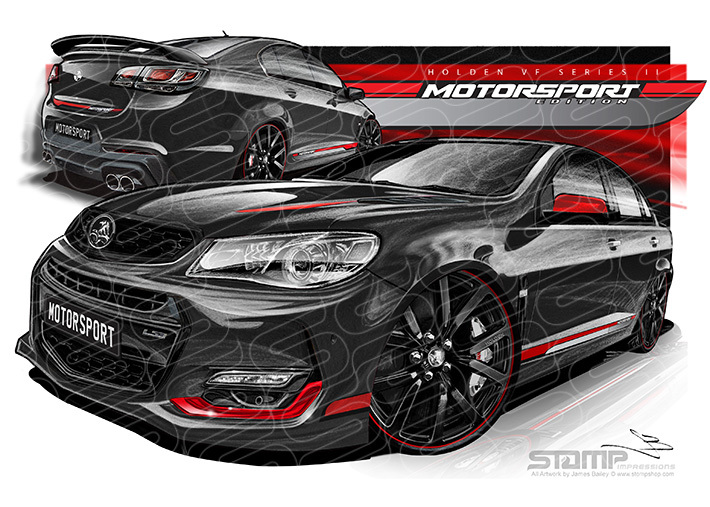 HOLDEN COMMODORE VF II MOTORSPORT EDITION PHANTOM BLACK (WING) A1 STRETCHED CANVAS