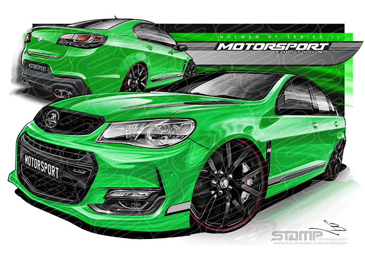 HOLDEN COMMODORE VF II MOTORSPORT EDITION SPITFIRE GREEN A1 STRETCHED CANVAS