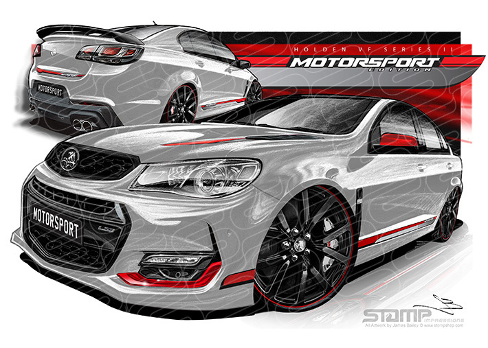 HOLDEN COMMODORE VF II MOTORSPORT EDITION NITRATE SILVER (WING) A1 FRAMED PRINT