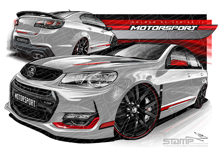 HOLDEN COMMODORE VF II MOTORSPORT EDITION NITRATE SILVER (WING) A1 STRETCHED CANVAS