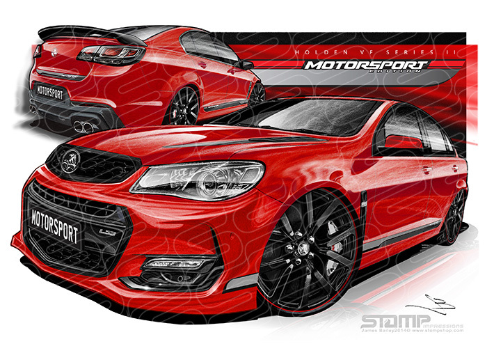 HOLDEN COMMODORE VF II MOTORSPORT EDITION RED HOT (WING) A3 FRAMED PRINT