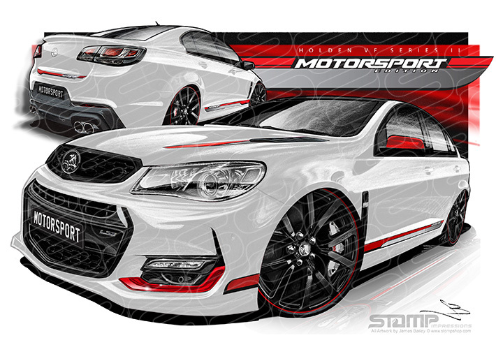 HOLDEN COMMODORE VF II MOTORSPORT EDITION HERON WHITE A1 STRETCHED CANVAS