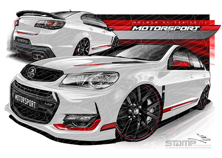 HOLDEN COMMODORE VF II MOTORSPORT EDITION HERON WHITE (WING) A1 STRETCHED CANVAS