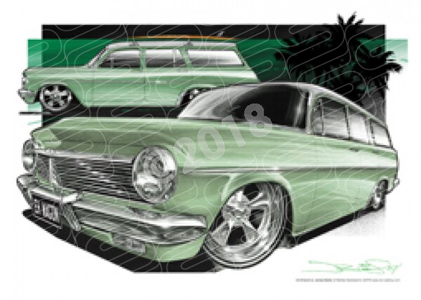 1963 HOLDEN EH STATION WAGON GREEN A1 STRETCHED CANVAS (D025B)