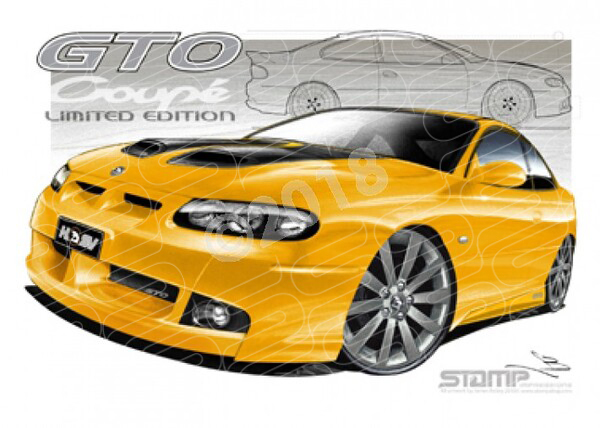 HSV Coupe VZ GTO LE DEVIL YELLOW BLACK STRIPES A1 STRETCHED CANVAS (V171)