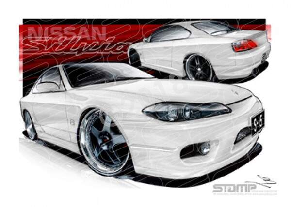 Imports Nissan S15 SILVIA WHITE A1 STRETCHED CANVAS (S051)