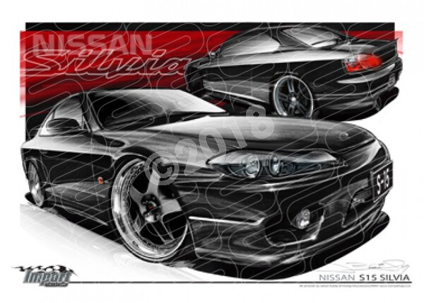 Imports Nissan S15 SILVIA BLACK A1 STRETCHED CANVAS (S052)