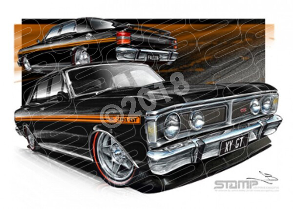FORD XY GT FALCON ONYX BLACK A1 STRETCHED CANVAS (FT081H)