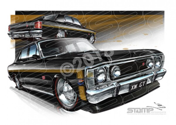 FORD XW GT FALCON ONYX BLACK A1 STRETCHED CANVAS (FT072G)
