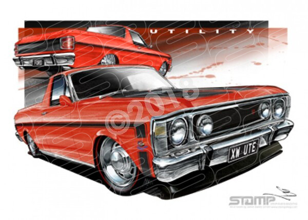 Ute XW UTE XW FALCON UTE RED BLACK STRIPES A1 STRETCHED CANVAS (FT082R)