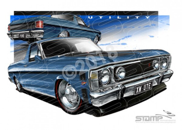 Ute XW UTE XW FALCON UTE STARLIGHT BLUE A1 STRETCHED CANVAS (FT082W)