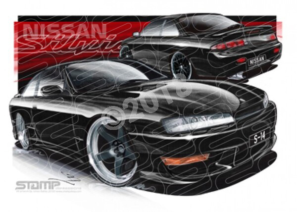 Imports Nissan S14 SILVIA BLACK A1 STRETCHED CANVAS (S058)