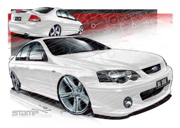 FORD BA XR6 WINTER WHITE A1 STRETCHED CANVAS (FT158D)