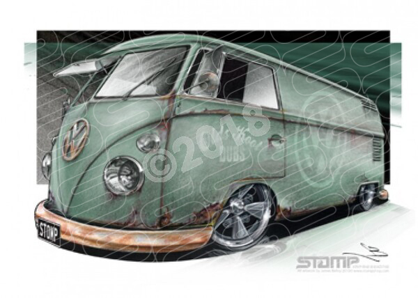 Classic KOMBI OLDS KOOL GREEN A1 STRETCHED CANVAS (C022)