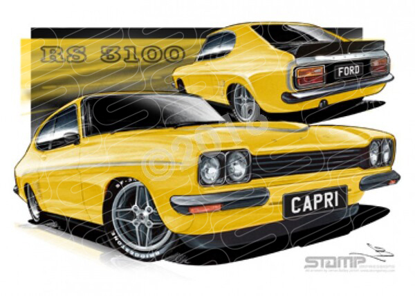 Compact FORD RS 3100 YELLOW A1 STRETCHED CANVAS (FT204)
