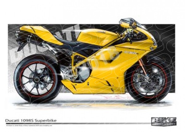 Bikes DUCATI 1098S YELLOW A1 STRETCHED CANVAS (T005B)