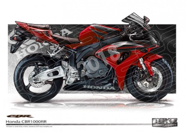 Bikes HONDA CBR 1000RR RED A1 STRETCHED CANVAS (T007C)