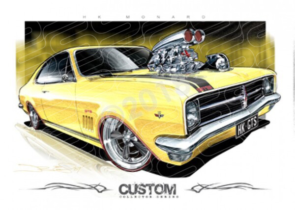 HK HOLDEN MONARO WARICK YELLOW BLOWN A1 STRETCHED CANVAS (D039)