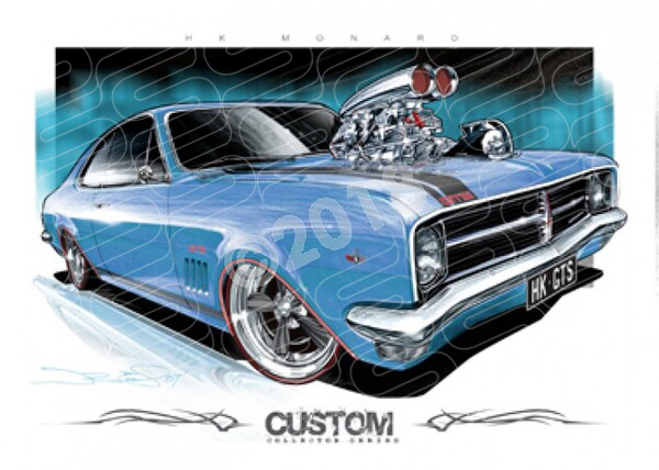 HK HOLDEN MONARO BRIGHT BLUE BLOWN A1 STRETCHED CANVAS (D040)
